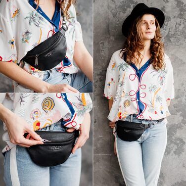 Berliner Bags преміум поясна сумка Mona з натуральної шкіри, через плече, кросбоді, чорна, M