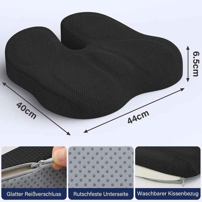 Ортопедична подушка для сидіння Juspota: комфорт та підтримка для офісу та автомобіля. Зменшує навантаження на куприк, розслаблює, чорного кольору.