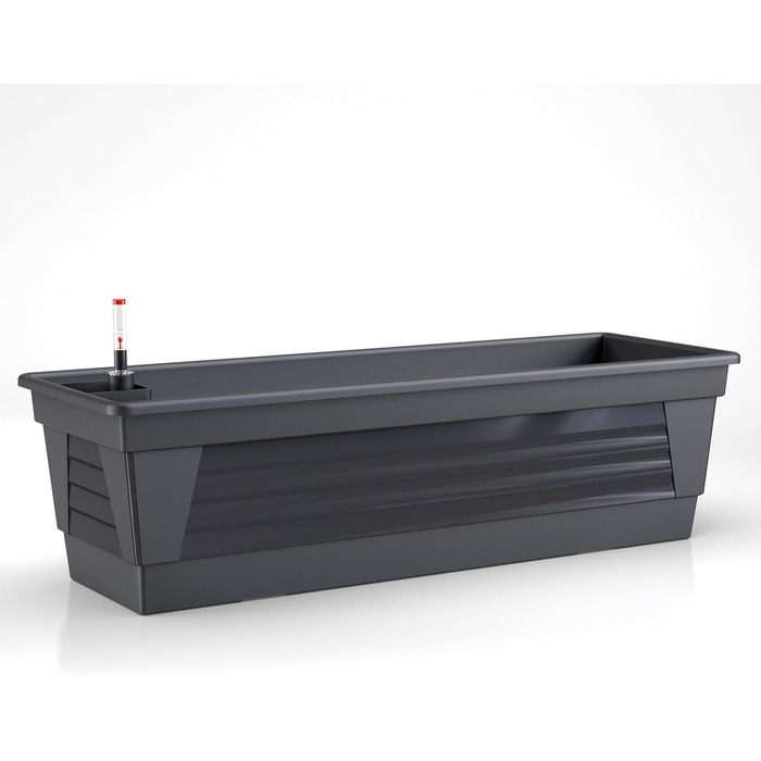 Plastard Milano Flower Box Set of 3, 60 cm long, Anthracite color with water reservoir and water level indicator. Planting box for garden and balcony, weather-resistant for indoor and outdoor use.