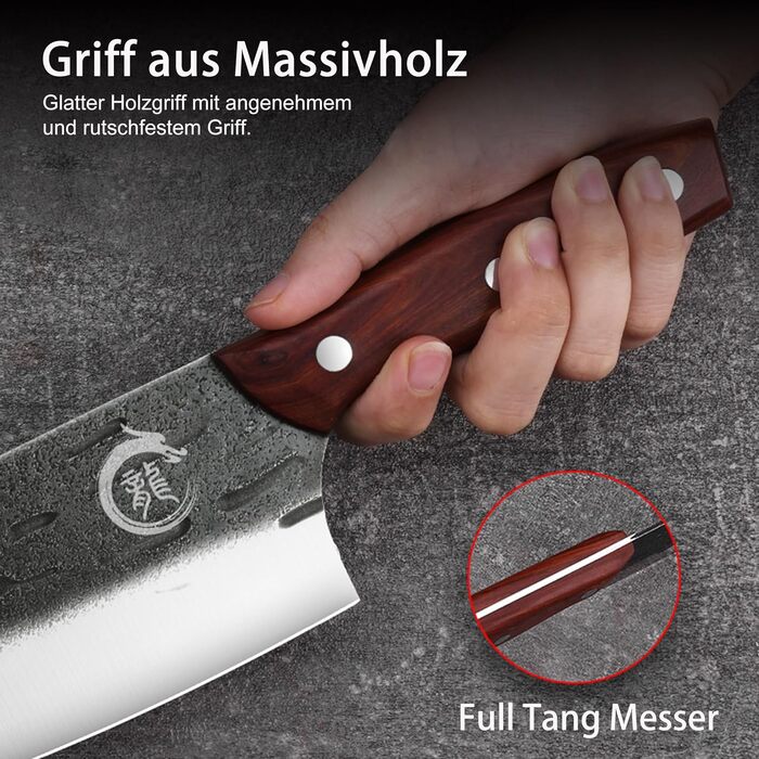 Ніж кухарський Plys 20 см, професійний, з високоякісної нержавіючої сталі, з ергономічною ручкою (чорний)