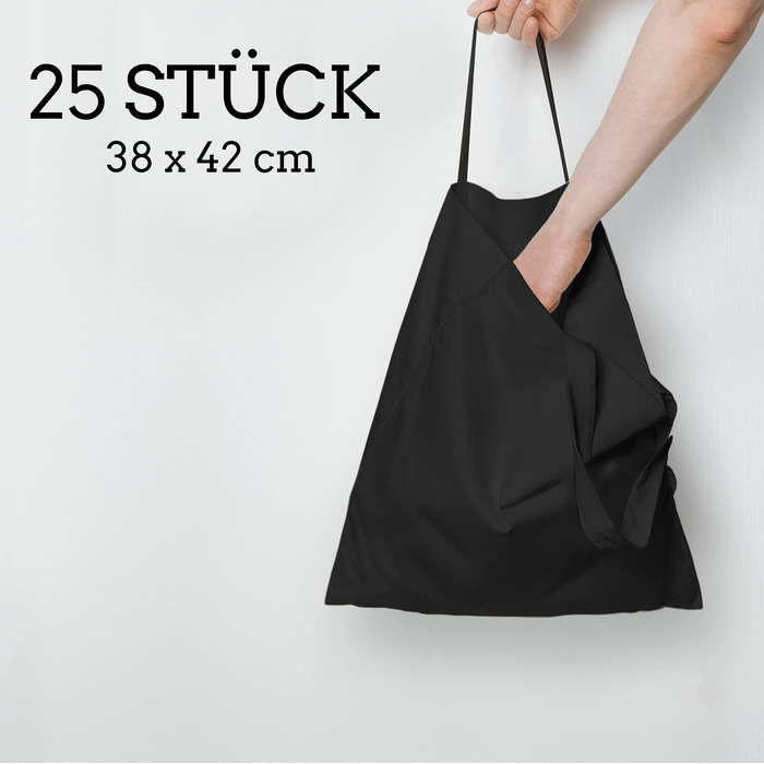 Cotton bag 38x42 cm blank, 25 pieces - Two SHORT handles OEKO-TEX® certified fabric bag, shopping bag, cotton bag, tote bag, jute bag, fabric bag, shopping bag to paint black.