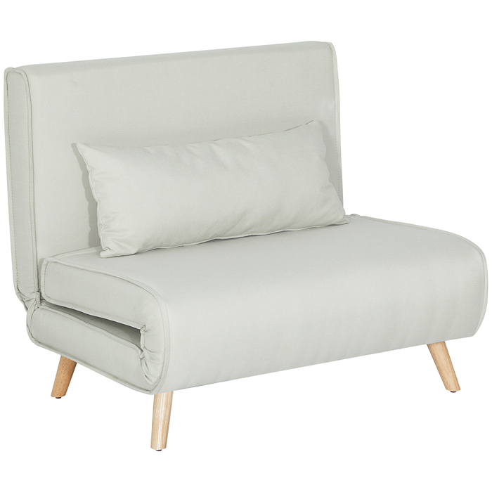 HOMCOM Sleeper Sofa, Single Sofa, Folding Sofa with Adjustable Backrest, Nordic Style, Linen-Look Fabric for Living Room & Guest Room
