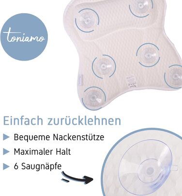Bathtub Pillow | Premium Bathtub Pillow with Headrest & Neck Support | Pillow ideal as Bathtub Neck Pillow & Head Pillow | Ergonomic Tub Pillow with Suction Cups, White