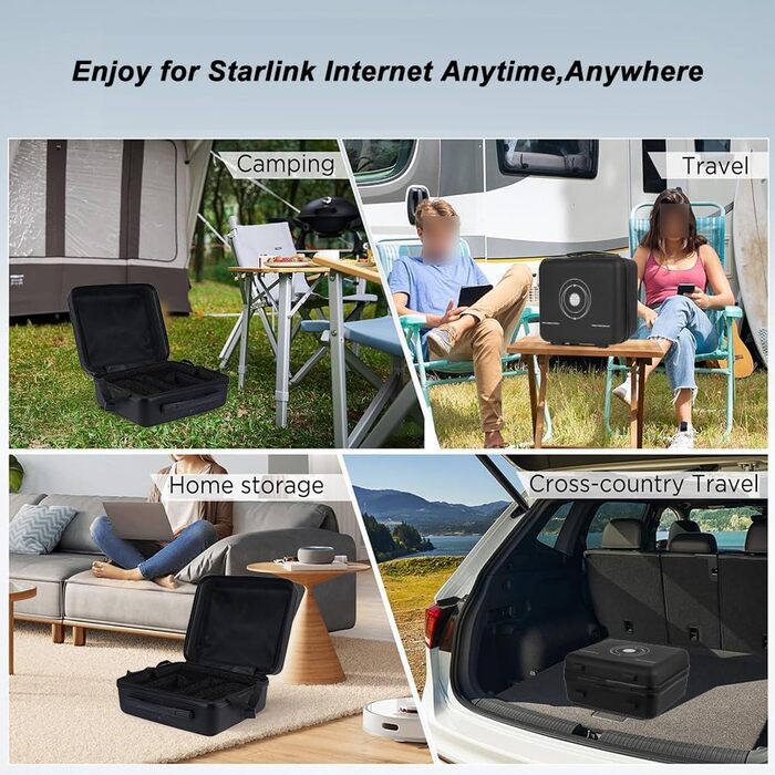Зовнішня сумка-чохол URPIZY для Starlink Mini, з ручкою, адаптивним поролоновим вкладишем, для кабелів, стійки, адаптера, чорна
