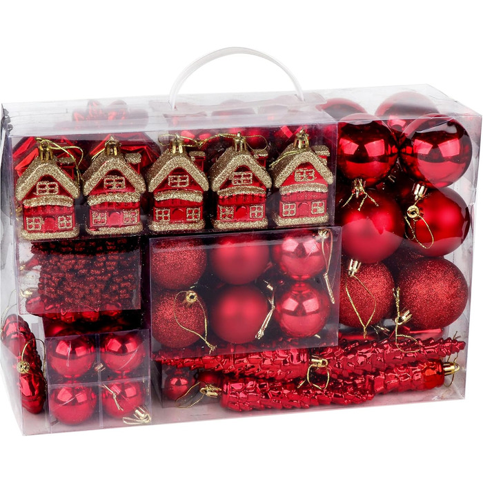 Набір прикрас на ялинку: новорічні кулі Рожево-золоті, 100 шт., діаметром 3, 4 та 6 см, пластикові. Ідеально для прикрашання ялинки на Різдво та Новий рік