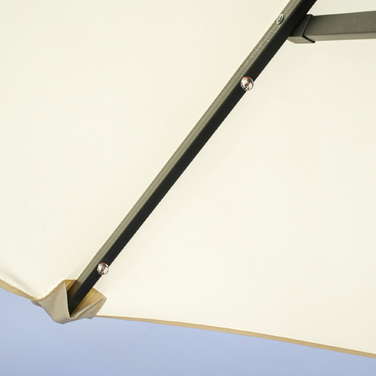 Outsunny Double Canopy Patio & Pool Umbrella 116 x 86 inches with LED Lights, Adjustable Tilt, Polyester & Steel, Beige
