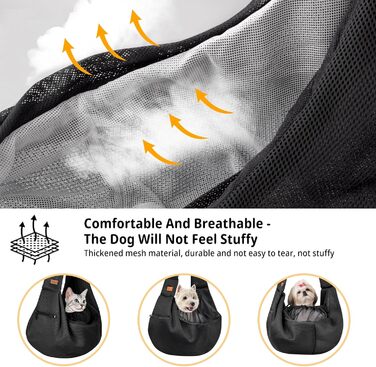 Сумка-переноска для собак CUBY, літня, для маленьких собак та котів, сітка, ремінь на одне плече, чорна, з підстилкою для ніг, регульована