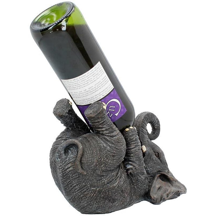 Nemesis Now Guzzlers Elephant Wine Bottle Holder, 21 cm, Grey