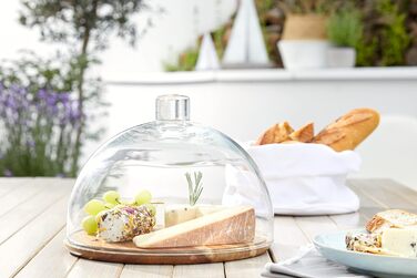 LEONARDO HOME Wooden Cheese Board and Glass Cloche, Cheese Board with Glass Dome, 2-Piece Set, Ø 280 mm, 018519