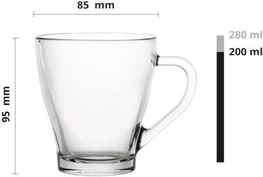 Набір кавових чашок KROSNO 1992 (6 шт, 200 мл) з ручкою - чайні, для кави та чаю, миючі в посудомийній машині