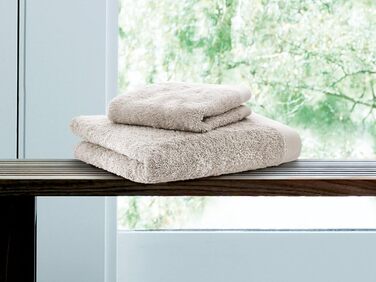 Herzbach Home Sauna Towel 80 x 200 cm 2-Pack – 100% Cotton – Soft & Absorbent – Extra Large & Long (Sand Grey)