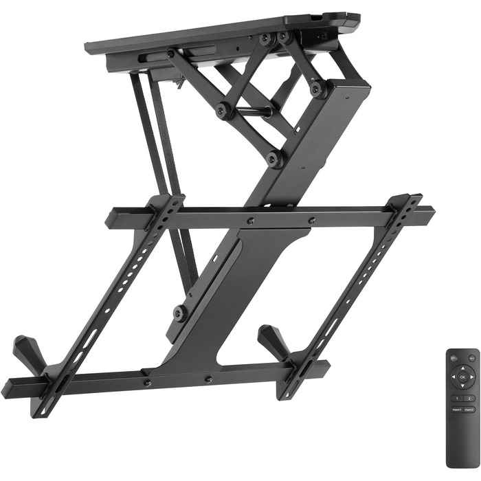 Maclean Tiltable TV Mount for Ceilings & Sloped Roofs - 32-70 Inch TVs, 3m HDMI 2.1a Cable, Remote Control, Up to 35kg, VESA 600x400