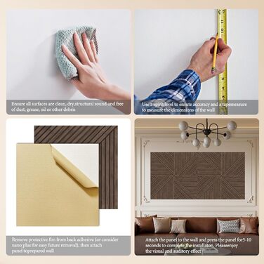 Акустичні панелі JBER, самоклеючі звукопоглинаючі стінові панелі для офісу, студії та дому, 6 шт, 180 x 120 см, колір темний горіх