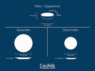 CreaTable Vesuvio Black: 24-частинний набір посуду на 6 осіб, кераміка, для дому та ресторану