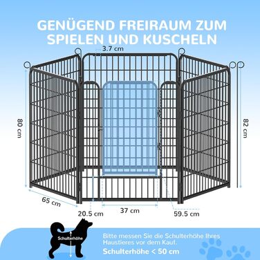 Клітка для цуценят, ігровий вольєр для собак, 65 x 80 см, металева, з дверцятами та засувом