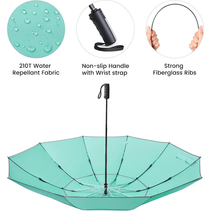 G4Free Гольф-парасолька великого розміру, 54 дюйми, подвійний купол, 10 ребер, автоматичний, синій