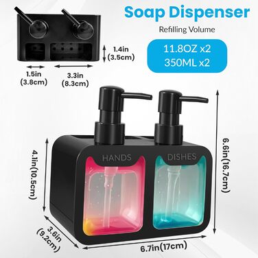 Набір диспенсерів для кухні: дозатор миючого засобу та мила, тримач для губки та щітки - 4 в 1 для раковини