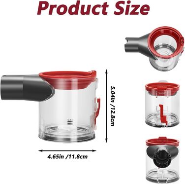 Замінник контейнера для пилу сумісний з Dyson V7 V8 SV10 SV11, покращений пилозбірник з HEPA та попереднім фільтром + щітка для чищення, каністра для пилу, запчастини Dyson 967699-01