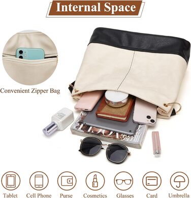 Сумка жіноча Shopper Grande елегантна бежева з PU-шкіри через плече та на блискавці, з кишенею