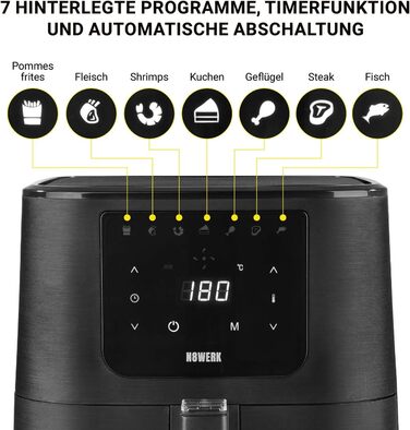 Фритюрниця-конвекційна піч Midnight Black 5.5 л | 1800 Вт, 7 програм | Без жиру, з цифровим дисплеєм