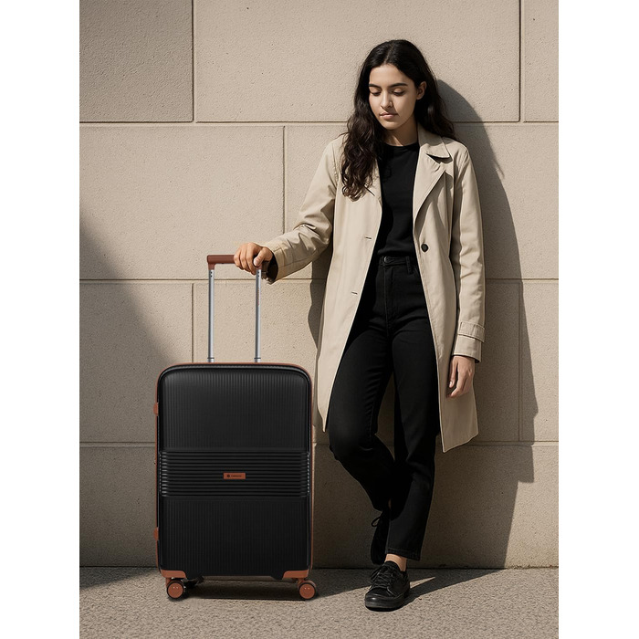 Набір валіз Eco Edition 3 шт. | Розширювані валізи з TSA-замком | Чорний колір, валіза M (67 см)