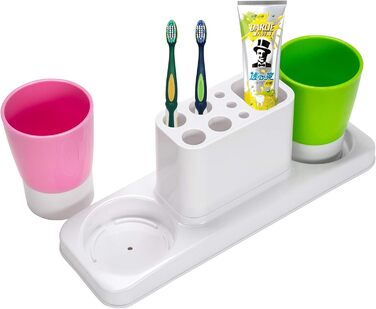Plastic toothbrush holder, bathroom toothbrush holder, with 2 cups