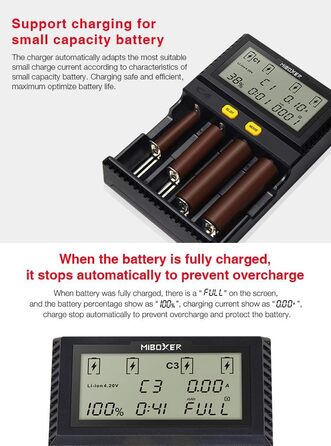 Зарядний пристрій LGIDTECH C4 MiBOXER для акумуляторів 18650 з автозарядкою та LCD дисплеєм (AA, AAA, C, 26650, 16340, 18500, 18350, 17670, RCR123, Li-ion, IMR, INR, ICR, NI-MH, NI-Cd, LiFePO4)