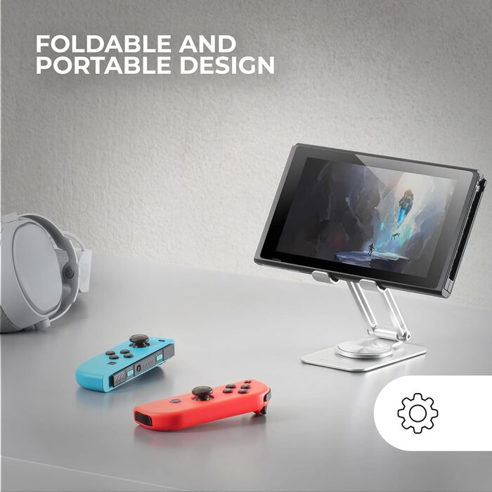 Підставка для ноутбука та планшета Mars Gaming MA-RSN, до 17 дюймів, регулювання висоти та кута нахилу, 360° обертання, сталева конструкція, неслизькі підкладки, складана портативна конструкція, сріблястий колір