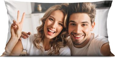 Персоналізована фотоподушка з вашим фото та текстом, 80x40 см, подарунок на річницю, день народження, Валентинів день, з наповненням, повнокольоровий друк