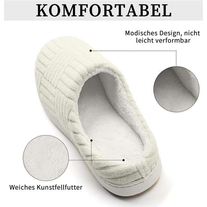 Зручні антиковзні домашні тапочки з Memory Foam з бавовни для жінок (40/41 EU, білі)