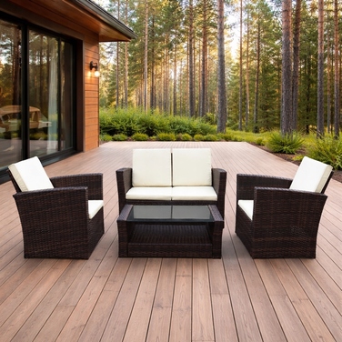 Комплект садових меблів GARDENOVE з техноротанга, коричневий, 4 предмети