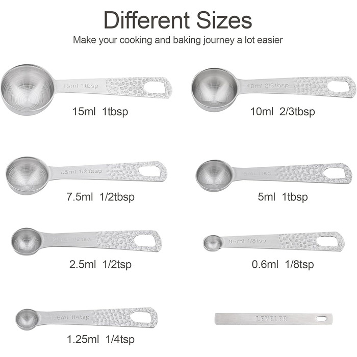 Viwehots Measuring Cups and Spoons, 14 Piece, 18/8 Stainless Steel Measuring Cups and Spoon Set, 6 Metric Measuring Cups and 7 Spoons, 1 Level, Dry Measuring Cups and Spoon Set for Baking and Kitchen