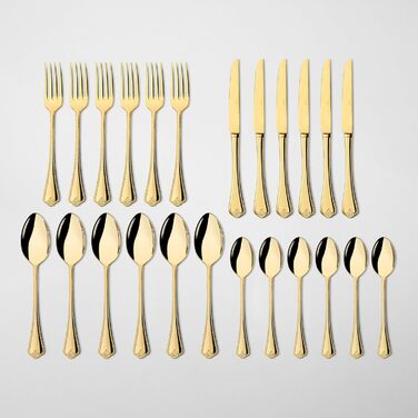 Нержавіюча сталева стололова посуд: набір 24 шт. на 6 осіб - елегантний набір для щоденного використання та особливих випадків, стійкий до корозії