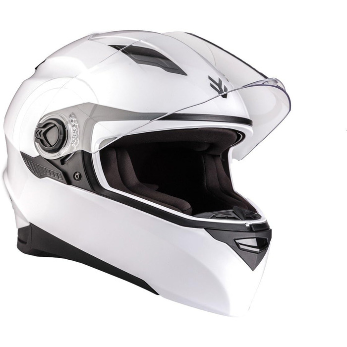 Мотошолом інтеграл ARMOR HELMETS AF-77, білий глянцевий, повнолицевий, ECE 22.05, сонцезахисний візор, швидкознімний замок, з чохлом, розмір XS (53-54 см) для мотоцикла, скутера, круїзера, спортбайка