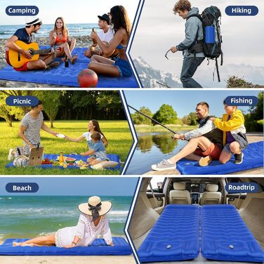 Isomatte GLMNES надувна туристична, блакитна, Extra Dick: для кемпінгу, піших прогулянок, з інтегрованим насосом та сумкою