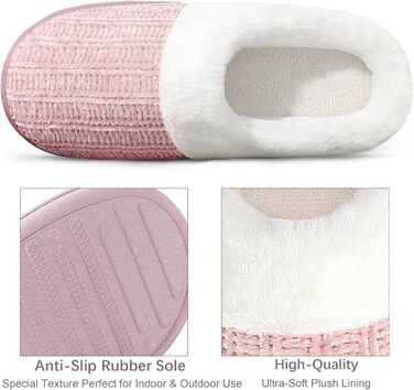 Жіночі тапочки MIXIN з пам'яті піни, теплі в'язані домашні тапочки, зручні сліпони, рожеві, 39 EU