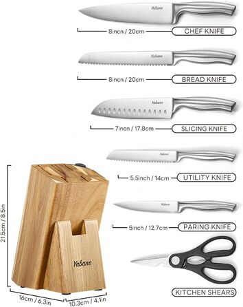 Набір кухонних ножів Messerblock Set: 7 ножів, шкарпетка, точилка, нержавіюча сталь