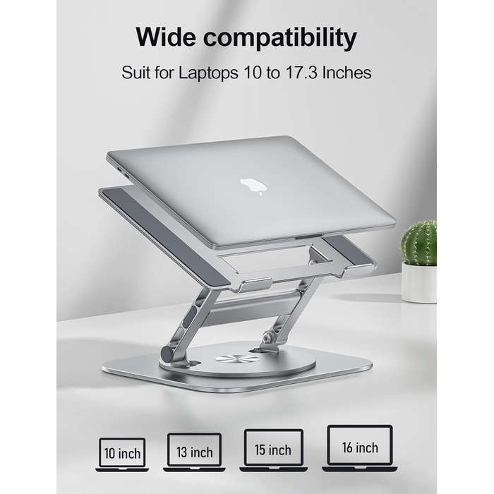 MCHOSE Adjustable Laptop Stand - Ergonomic Aluminum Laptop Riser for Desk - 360° Rotation - Compatible with MacBook Air & 10-17' Laptops