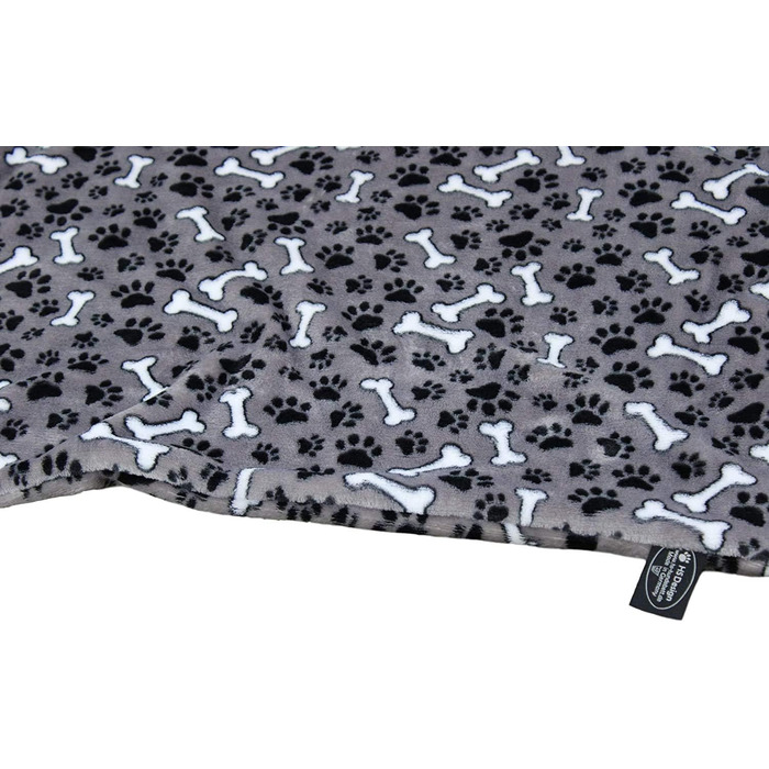 Німецька подушка-підстилка для собак, 65 x 95 см, плюшева, для маленьких та великих собак, миється, можна сушити в сушильній машині (візерунок кісток, антрацит, 45 x 65 см)