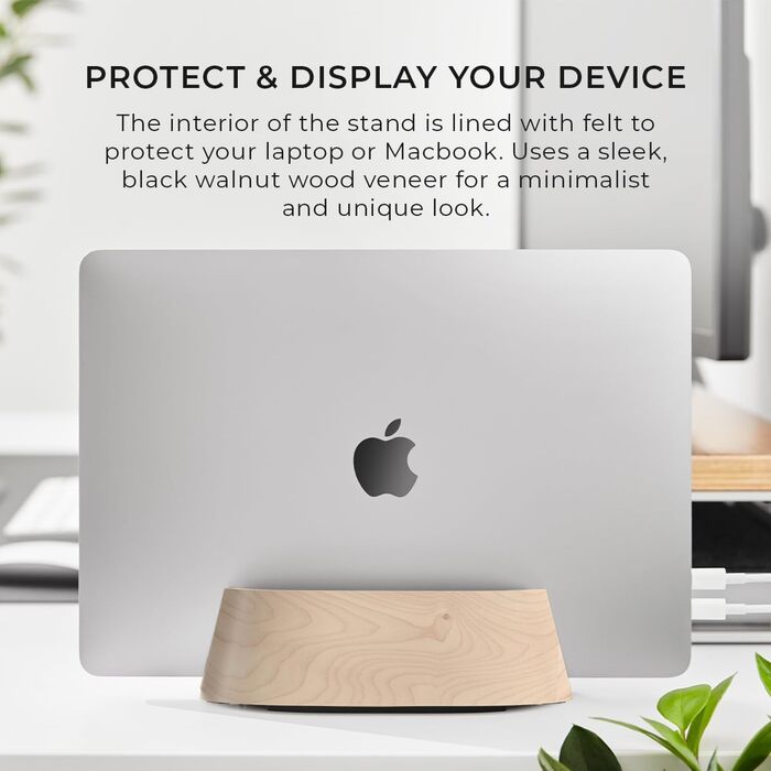 HumanCentric Maple Wood Laptop Stand - Vertical Adjustable Desk Organizer & Docking Station