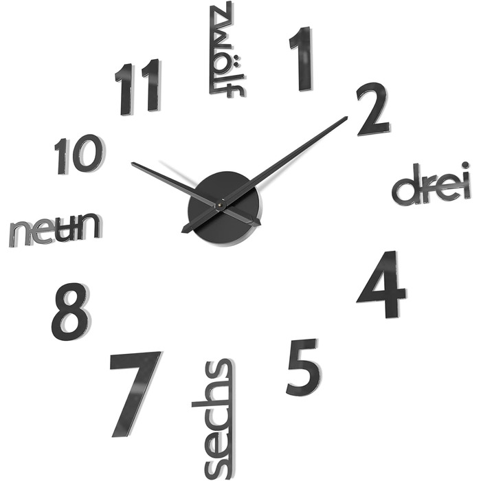Cander Berlin MNU 0180 S XXL 3D Black Giants Designer Wall Clock Living Room Decoration Wall Tattoo with German Dial made of Acrylic