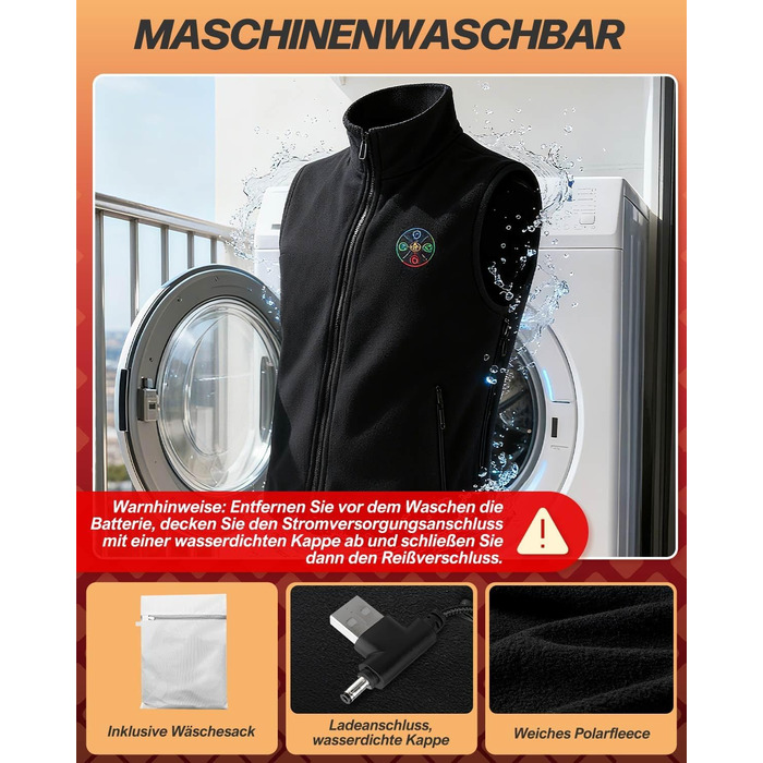 Електрична гріюча жилетка з підігрівом для жінок та чоловіків, 5V/7.4V, 20000mAh, 10 зон нагріву, 3 температурні режими, для велоспорту, активного відпочинку, роботи на вулиці, кемпінгу, розмір L, чорна