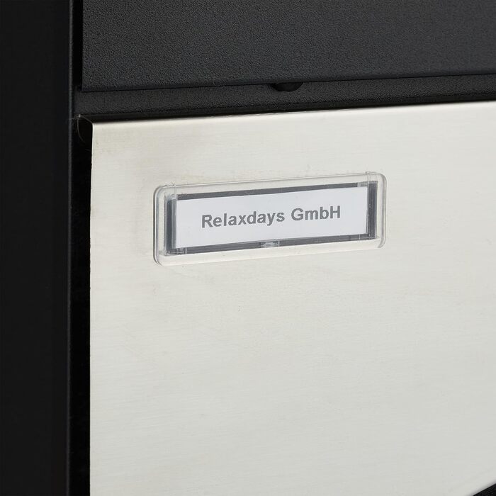 Поштова скринька Relaxdays HBT 37x37x11 см, сталь, чорний/срібний, з оглядовим вікном та замком