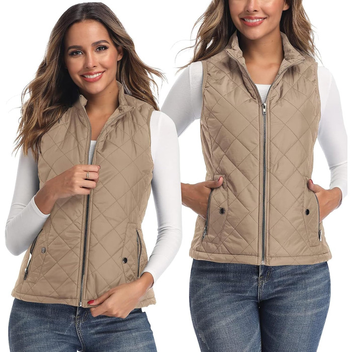 Жіноча степкова жилетка Steppweste S F12# Khaki: тепла, легка, для осені/зими