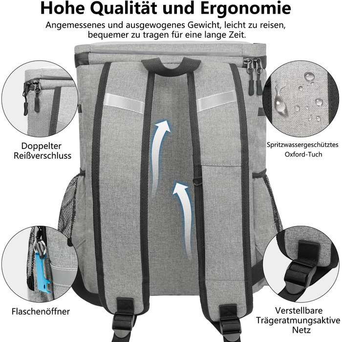 30L Cooler Bag Large Foldable - Cooler Bag for Food & Drinks, Picnic Bag, Insulated Thermal Bag, Cooler Bag Car for Beach/Picnic/Camping/BBQ