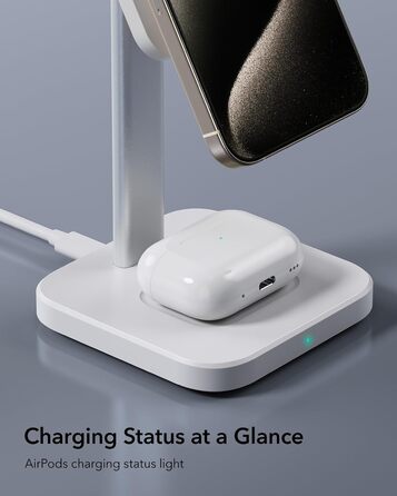 Зарядна станція 2-в-1 ESR MagSafe для Apple Watch та iPhone 17e/17/16/15/14/13/12, AirPods 4 - Біла