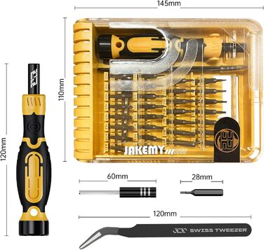 JAKEMY Mini Електродриль E21-B: Набір для дрібної механіки з регулюванням крутного моменту, LED-підсвічуванням та USB-C зарядкою