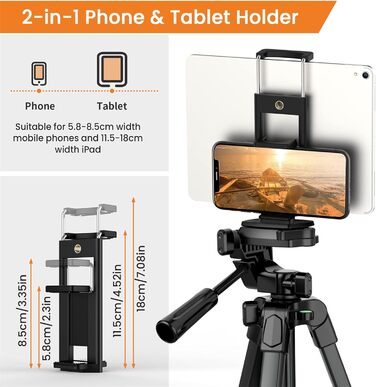 Штатив для камери та смартфона Handy Upgrade 172 см з тримачем та пультом, легкий, чорний