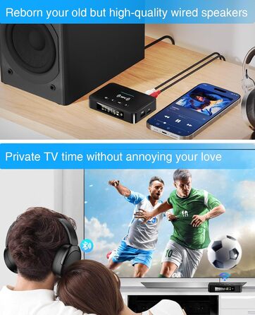 Bluetooth 5.0 Аудіоадаптер 3-в-1 для TV, PC, стереосистеми: передавач, приймач, FM-передавач з пультом, HiFi підсилювач