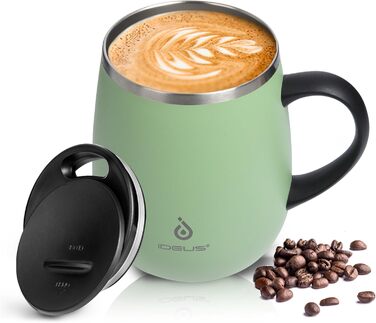 Кружка для кави та чаю Ideus 470 мл з нержавіючої сталі, подвійні стінки, вакуумна ізоляція, зелена